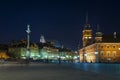 Night view of Royal Castle and Old Town in Warsaw Royalty Free Stock Photo