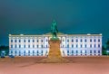 Night view of the Royal Palace in Oslo, the capital of Norway...IMAGE Royalty Free Stock Photo