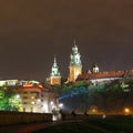 Night view of Royal Wawel castle, Krakow Royalty Free Stock Photo