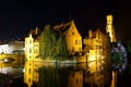 Night View of the Rozenhoedkaai in Bruges Royalty Free Stock Photo