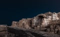 Night view of the ruins of Caesarea city on the Mediterranean coast, which was built by the king of Judea, Herod the Great, in hon