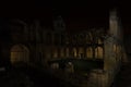 Night view of the ruins of the Monastery of Santa Maria de Rioseco in Burgos, Spain