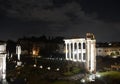 Night view of the ruins of the Roman Forum in Rome Royalty Free Stock Photo