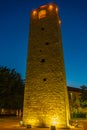 Night view of Sahat kula tower in capital of Montenegro Podgoric