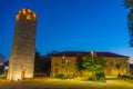 Night view of Sahat kula tower in capital of Montenegro Podgoric