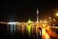 Night view of the Sai Van Lake Park and Macau Tower Convention and Entertainment Center Royalty Free Stock Photo