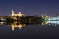 Night view of Salamanca Old and New Cathedrals from Enrique Este