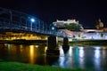 The Mozartsteg Bridge in Salzburg at Night Royalty Free Stock Photo