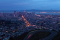 Night view of San Francisco, California city center Royalty Free Stock Photo