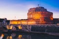 Night view of Sant` Angelo Castle in Rome, Italy Royalty Free Stock Photo