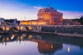 Night view of Sant` Angelo Castle in Rome, Italy Royalty Free Stock Photo