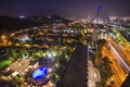 Night view of Santiago de Chile toward the east part of the city, showing the Mapocho river and Providencia and Las Condes distric Royalty Free Stock Photo