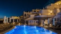 The night view of Santorini Fira in Greece