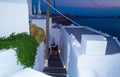 Night view of Santorini island clifftop white houses Imerovigli Greece Royalty Free Stock Photo