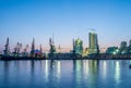 The night view of sea port in baku azerbaijan Royalty Free Stock Photo