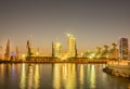 The night view of sea port in baku azerbaijan Royalty Free Stock Photo