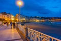 Night view of seaside promenade at San Sebastian, Spain