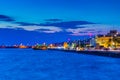Night view of seaside promenade in Thessaloniki, Greece Royalty Free Stock Photo