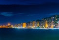 Night view of seaside promenade in Thessaloniki, Greece Royalty Free Stock Photo