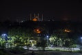 Night view of Shah Faisal Mosque Royalty Free Stock Photo
