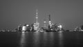 Night View of Shanghai in B&W Royalty Free Stock Photo