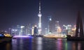 Night View of Shanghai with Pearl Tower Royalty Free Stock Photo