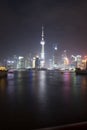 Night View of Shanghai with Pearl Tower Royalty Free Stock Photo