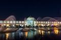 Night view of Sheikh Lotf Allah Mosque with fountain, situated on the eastern side of Naqsh-e Jahan Square,an important