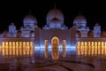 Night view of Sheikh Zayed Grand Mosque, Abu Dhabi, United Arab Emirates Royalty Free Stock Photo