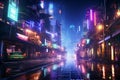 Night view of Shibuya district in Tokyo, Japan. Illustration Royalty Free Stock Photo