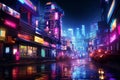 Night view of Shibuya district in Tokyo, Japan. Illustration Royalty Free Stock Photo