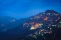 Night view of Shimla town, Himachal Pradesh, India