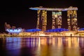 Night view of Marina Bay Sands integrated resort, in Singapore. Royalty Free Stock Photo