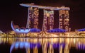 Night view of Marina Bay Sands integrated resort, in Singapore. Royalty Free Stock Photo
