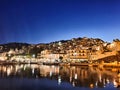 Night view at the Skopelos Port Chora of the Skopelos Island, Greece. Royalty Free Stock Photo