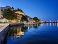 Night view at the Skopelos Port Chora of the Skopelos Island, Greece. Royalty Free Stock Photo