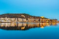 Night view of skyline of the port of oslo, Norway Royalty Free Stock Photo