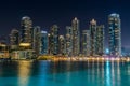 Night view of the skylines near the Burj Khalifa Tower, the tallest building in the world Royalty Free Stock Photo