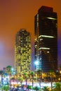 Night view of skyscrapers at Barcelona Royalty Free Stock Photo