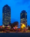 Night view of skyscrapers and Beach Royalty Free Stock Photo