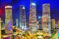 Night view skyscrapers, city building of Pudong, Shanghai, China Royalty Free Stock Photo