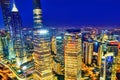 Night view skyscrapers, city building of Pudong, Shanghai, China Royalty Free Stock Photo