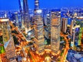 Night view skyscrapers, city building of Pudong, Shanghai, China Royalty Free Stock Photo