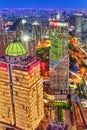 Night view skyscrapers, city building of Pudong, Shanghai, China Royalty Free Stock Photo