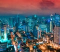 Night view of Skyscrapers Makati, the business district of Metro Manila, Philippines. Royalty Free Stock Photo