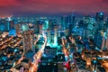 Night view of Skyscrapers Makati, the business district of Metro Manila, Philippines. Royalty Free Stock Photo