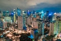 Night view of Skyscrapers Makati, the business district of Metro Manila, Philippines. Royalty Free Stock Photo