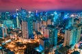 Night view of Skyscrapers Makati, the business district of Metro Manila, Philippines. Royalty Free Stock Photo