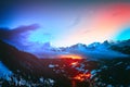 Night view on snowy peaks of Saint-Luc mountains, Alps Switzerland Royalty Free Stock Photo