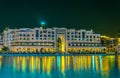 Night view of the Souq al Bahar in front of the Burj Khalifa in Dubai, UAE...IMAGE Royalty Free Stock Photo